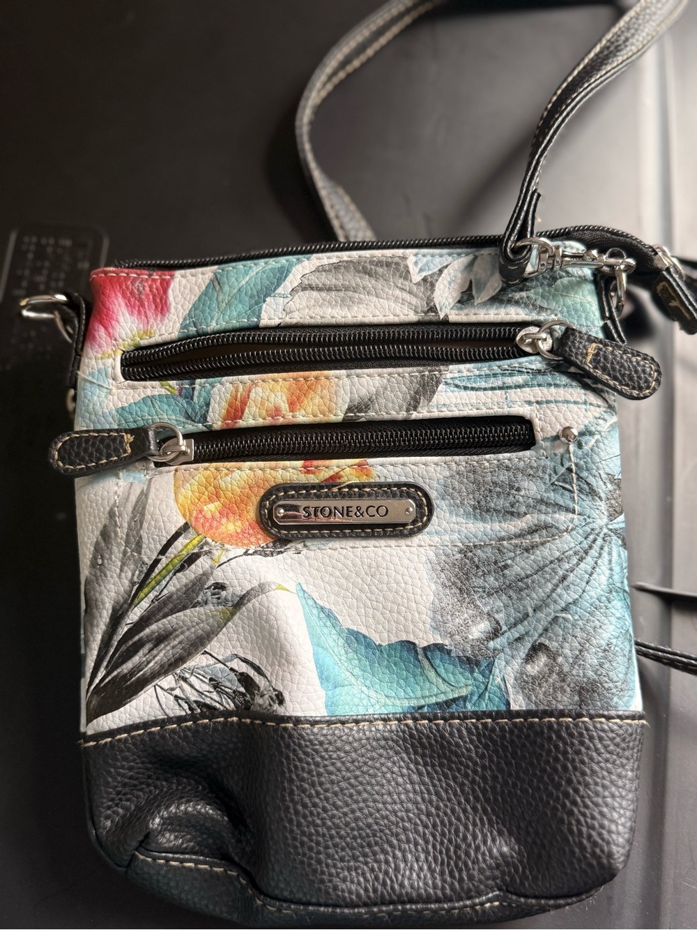 Floral Crossbody Bag in White and Black
